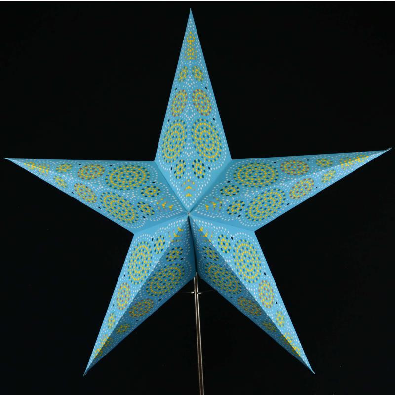 Rondo turquises  - Foldable glowing star, paper poinsettia with 5 points, 60 cm